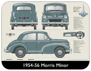 Morris Minor 4dr saloon Series II 1954-56 Place Mat, Medium